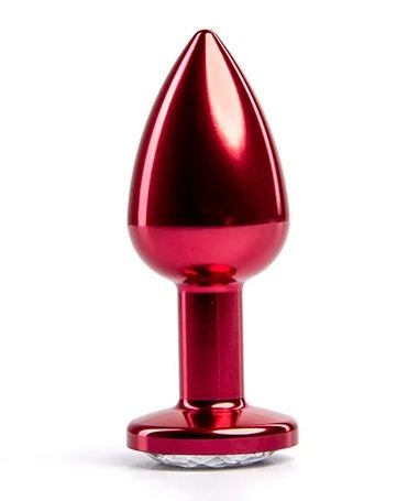 Fantasy Toys - Plug anale in metallo rosso con gioiello argento - S