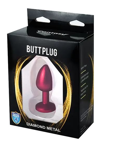 Fantasy Toys - Plug anale in metallo rosso con gioiello argento - S