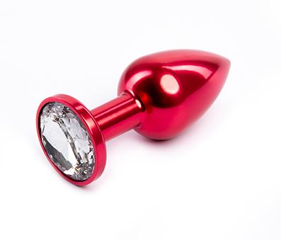 Fantasy Toys - Plug anale in metallo rosso con gioiello argento - S