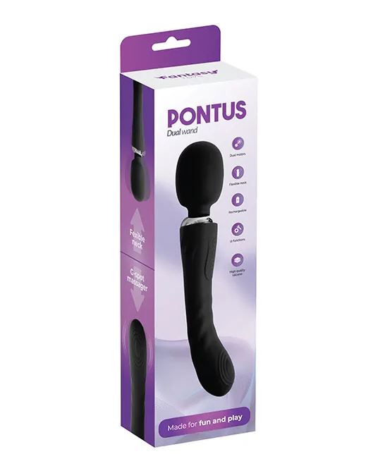 Fantasy Toys - 2 in 1 Vibrator Wand and G-Spot - Black - Pontus