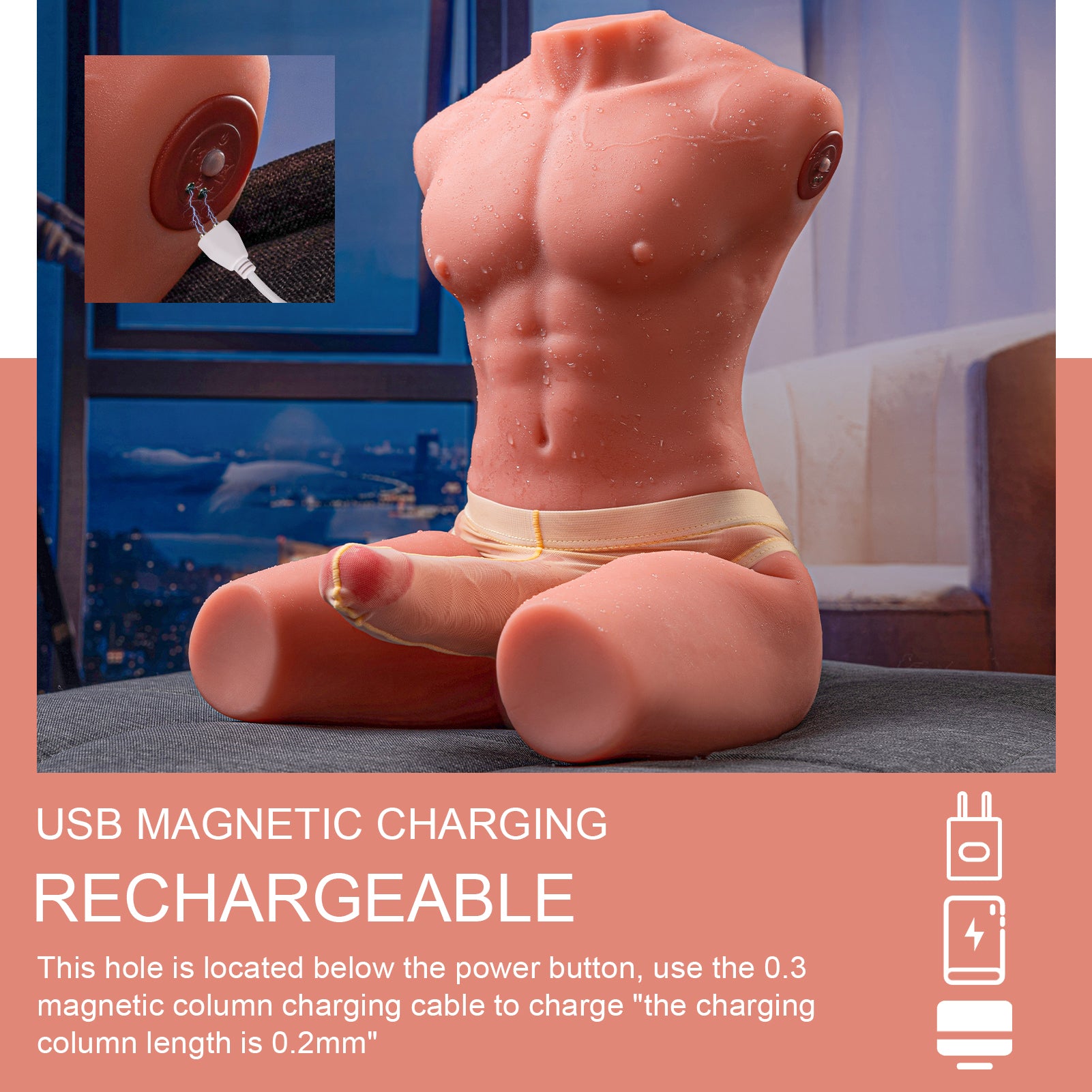 Xise - Jason - Full Torso with Thrusting and Vibrating Dildo - 6.7"