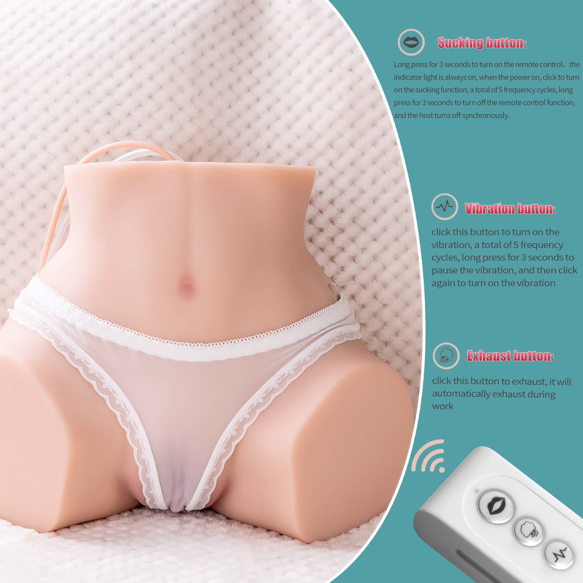 Xise - Lona - Torso with Vibrating and Suction Function with Remote Control