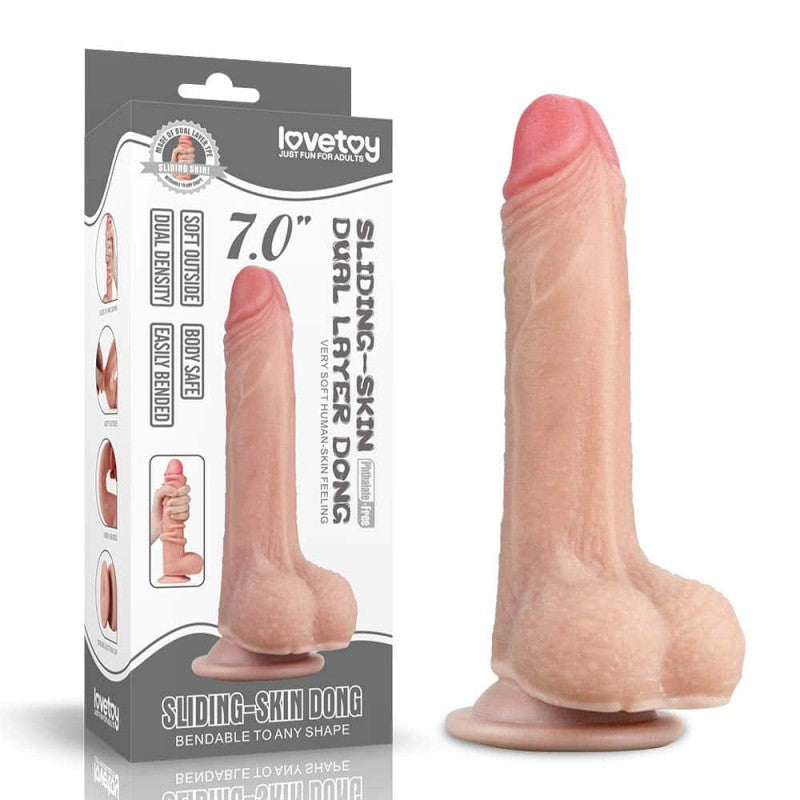 Dildo a doppio strato da 7" con pelle scorrevole