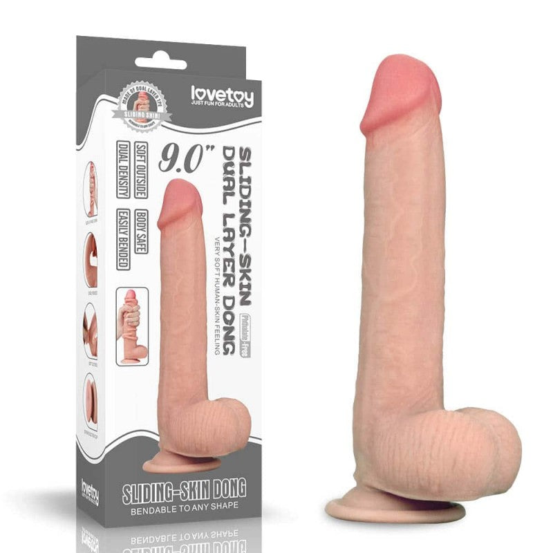 Dildo a doppio strato da 9" con rivestimento scorrevole 1