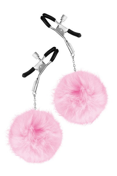 Sweet Caress - Adjustable Nipple Clamp with Pom Poms - Pink