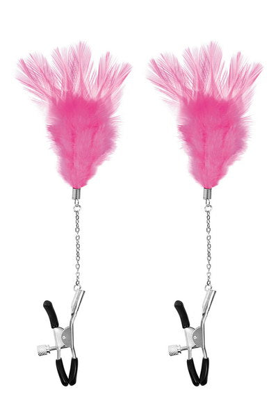 Sweet Caress - Adjustable Nipple Clamp with Feather - Pink