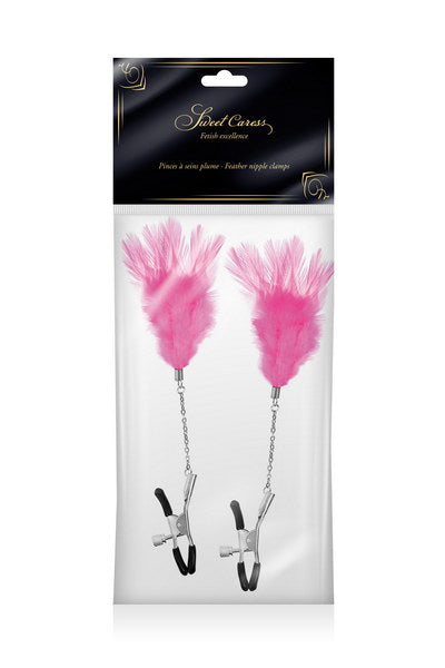 Sweet Caress - Adjustable Nipple Clamp with Feather - Pink