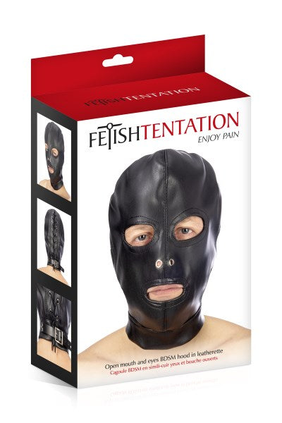 Fetish Tentation - Maschera con apertura per occhi e bocca - Nero