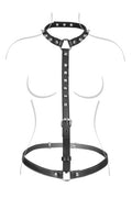 Fetish Temptation - Men's Studded Harness with Collar - Black
