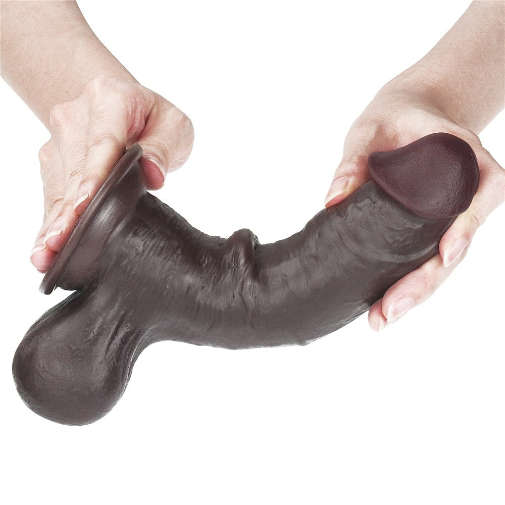 Dildo a doppio strato scorrevole da 19,8 cm, marrone