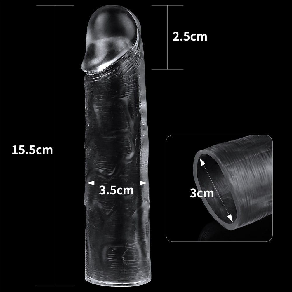 Sleeve per pene trasparente impeccabile Aggiungi 1''