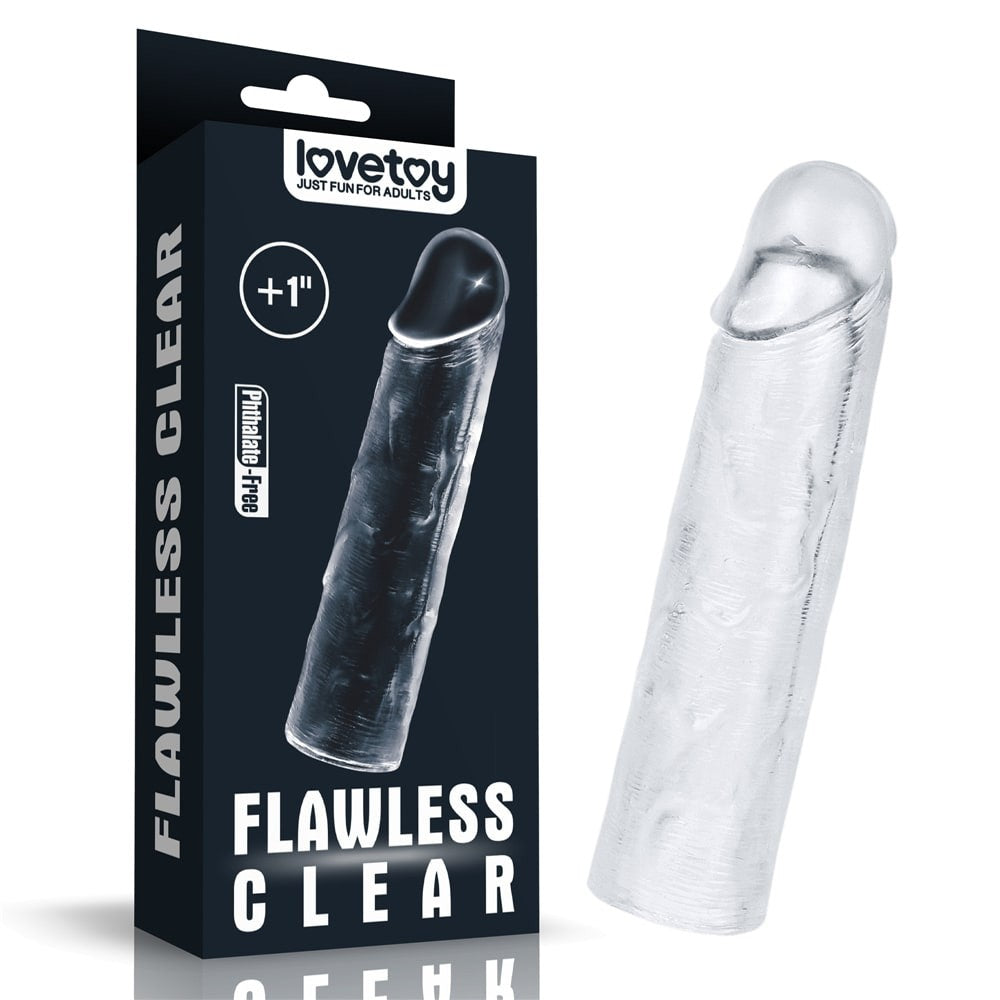 Sleeve per pene trasparente impeccabile Aggiungi 1''