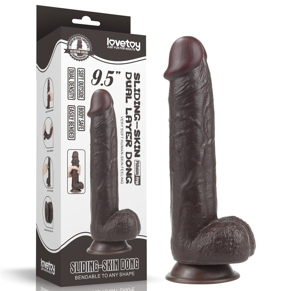 Dildo doppio strato scorrevole da 22,9 cm nero