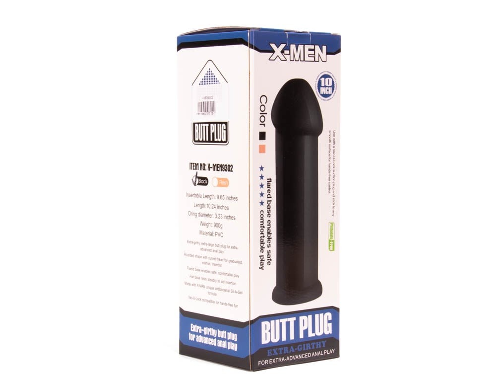 10-inch black X-MEN butt plug