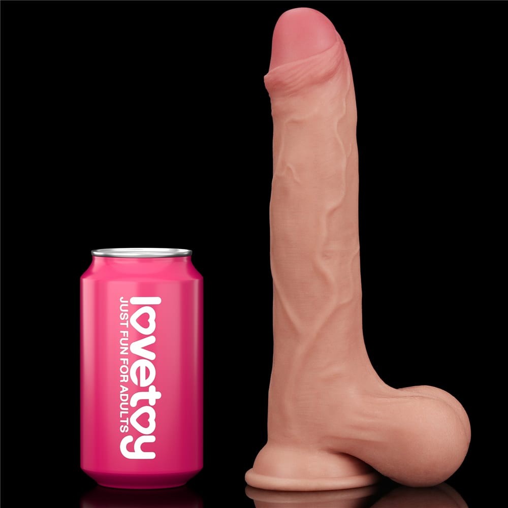 9.5'' Dual-Layer Dildo with Movable Skin - Full Testicle