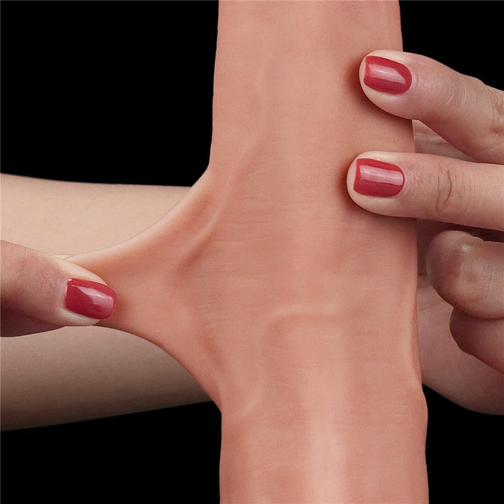 Dildo a doppio strato da 8,5'' con pelle scorrevole - Testicolo intero