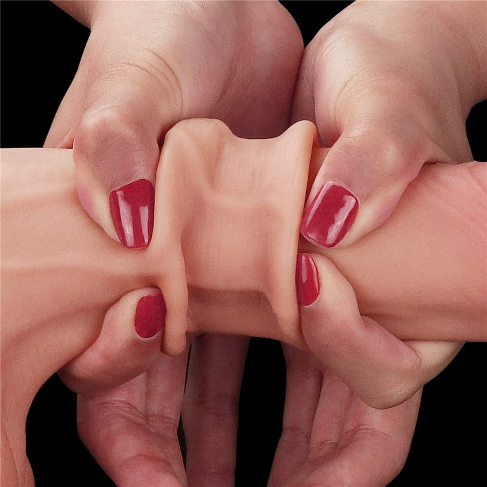 Dildo a doppio strato da 8,5'' con pelle scorrevole - Testicolo intero