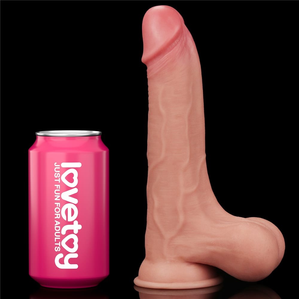 Dildo a doppio strato da 8,5'' con pelle scorrevole - Testicolo intero