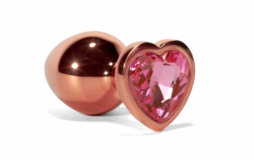 X-MEN Secret Shine Metal Anal Plug with Rose Gold Heart L