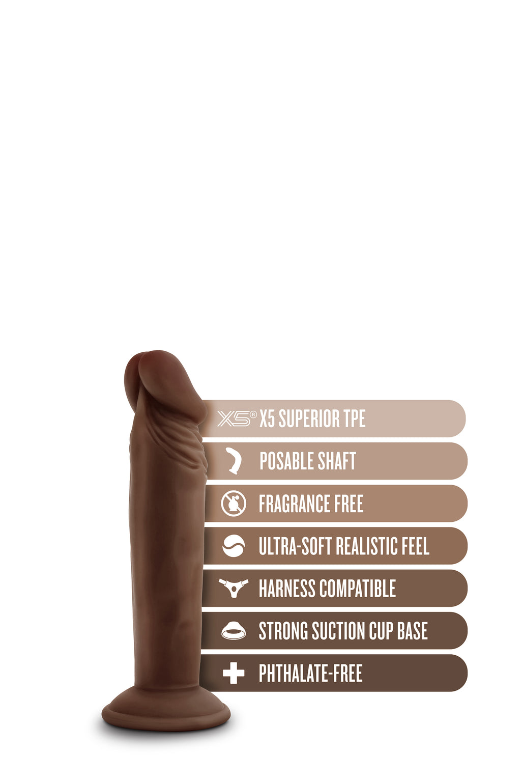 DR. SKIN PLUS POSABLE DILDO 6 INCHES CHOCOLATE