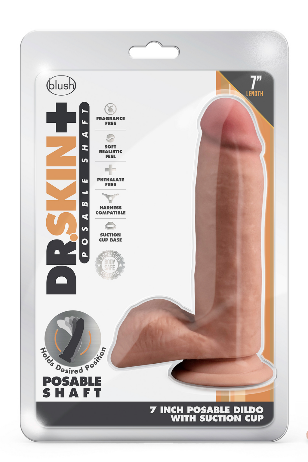 DR. SKIN PLUS 7-INCH DISPOSABLE DILDO WITH MOCHA BALLS