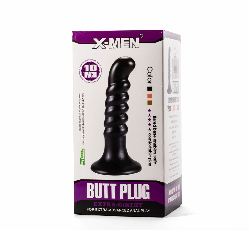 10" Extra Thick X-Men Anal Plug Black IV