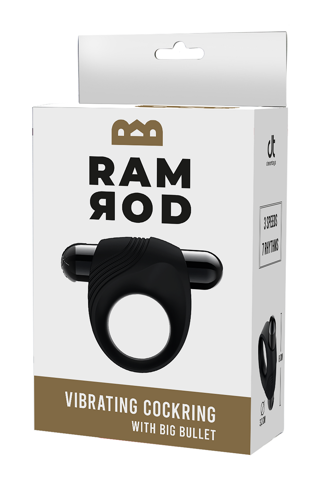 RAMROD VIBRATING COCK RING WITH LARGE BLACK BULLET