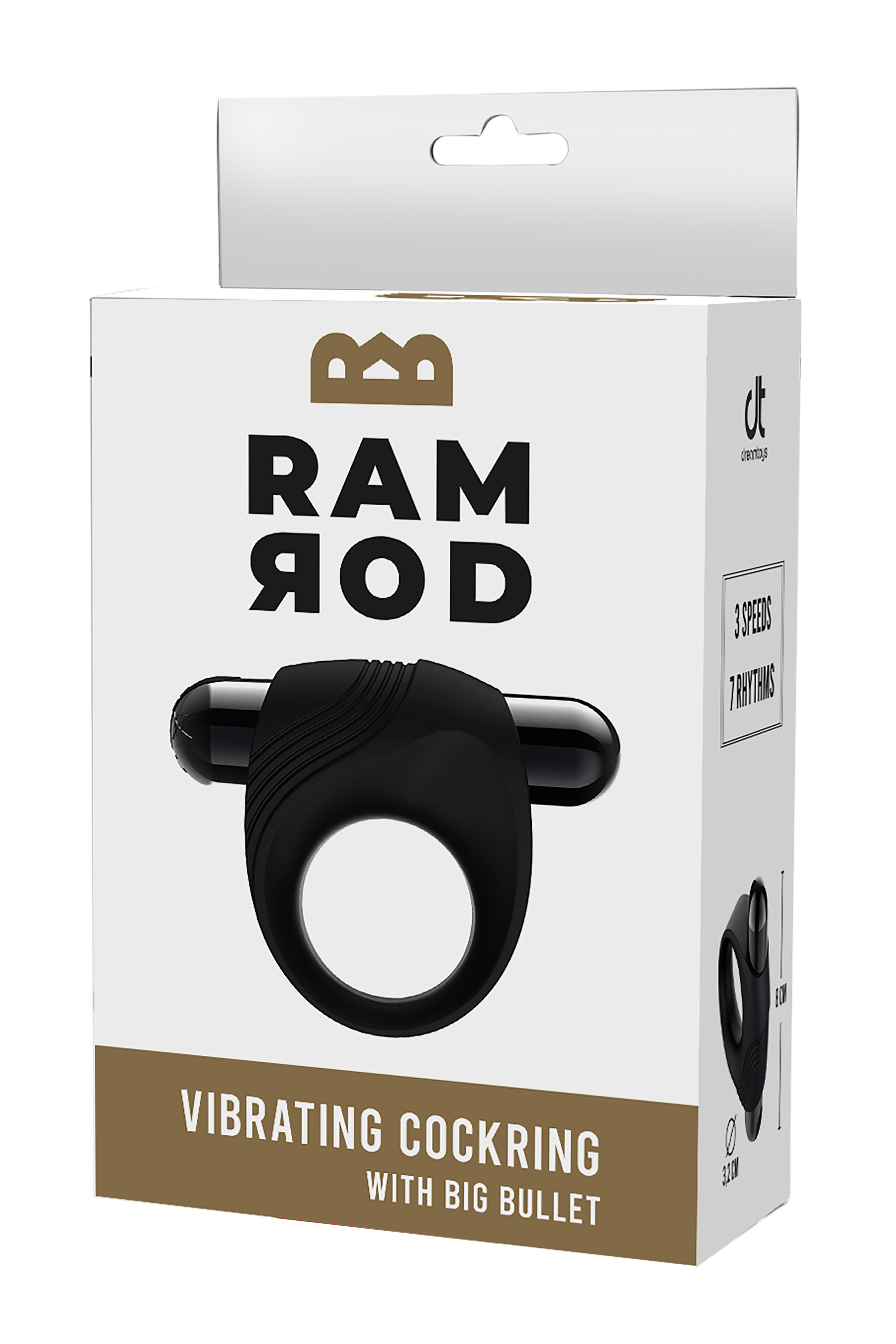 RAMROD VIBRATING COCK RING WITH LARGE BLACK BULLET