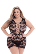 BLACK KISSED CORSET FRONT LACE MINI DRESS, QS
