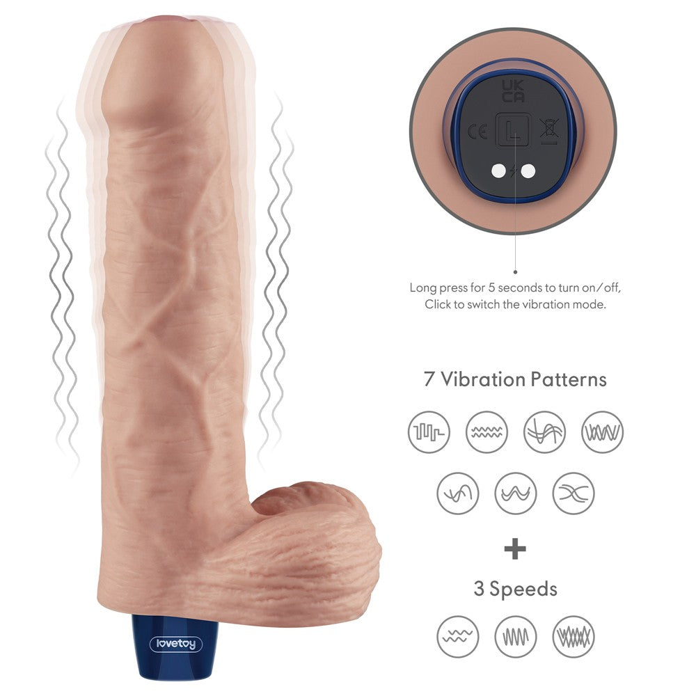 Dildo vibrante ricaricabile REAL SOFTEE da 23 cm (color carne)