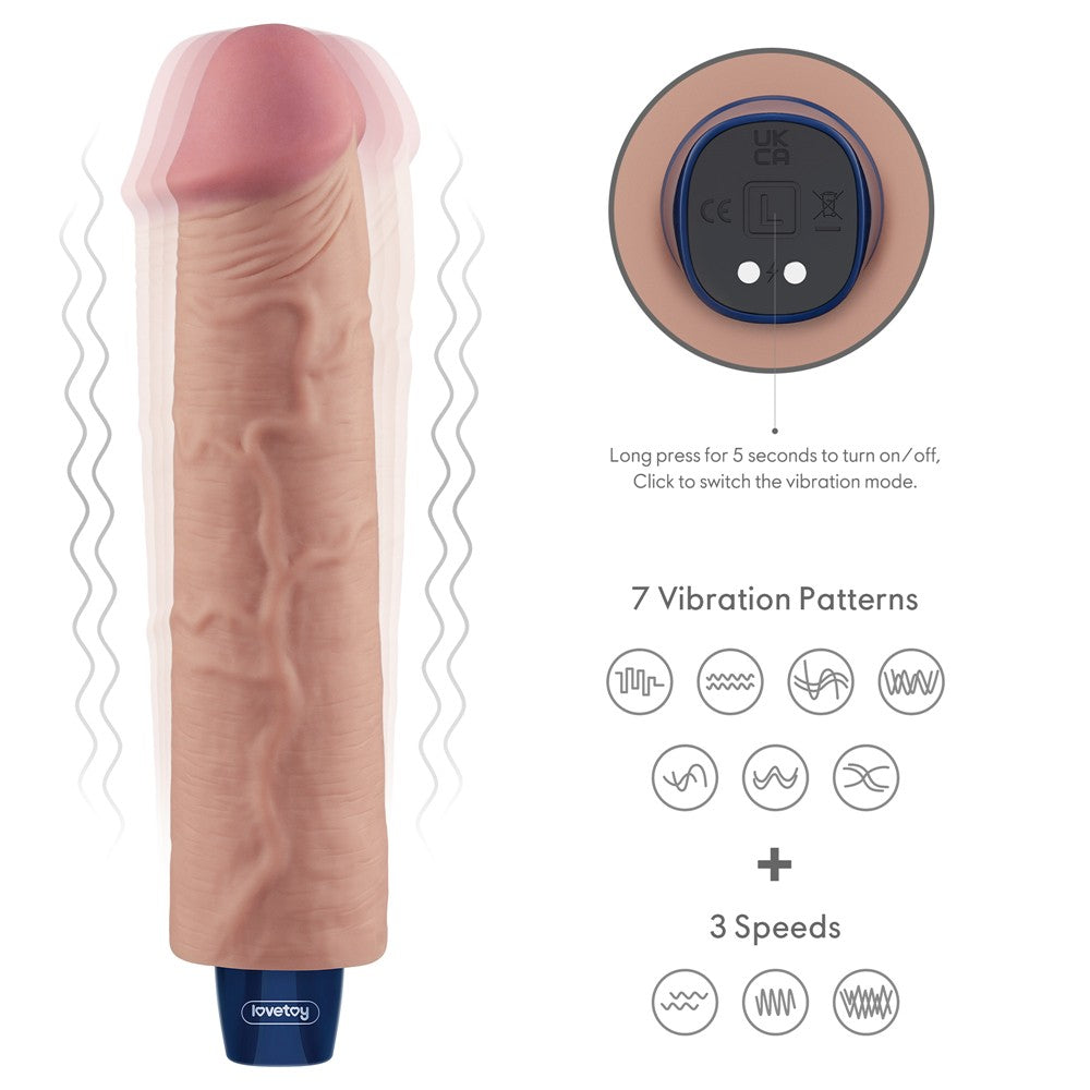 Dildo vibrante ricaricabile REAL SOFTEE da 24 cm (color carne)