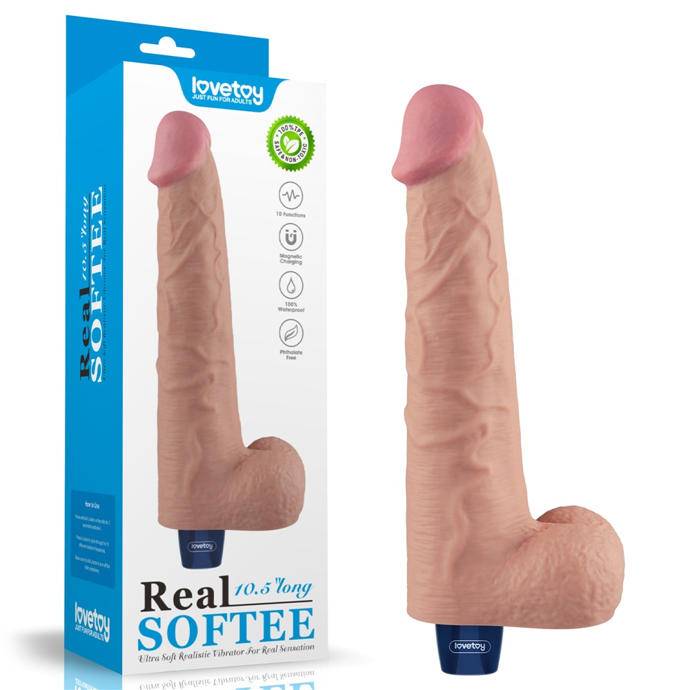 10.5" Rechargeable REAL SOFTEE Vibrating Dildo (Flesh Color)_B15O50_4