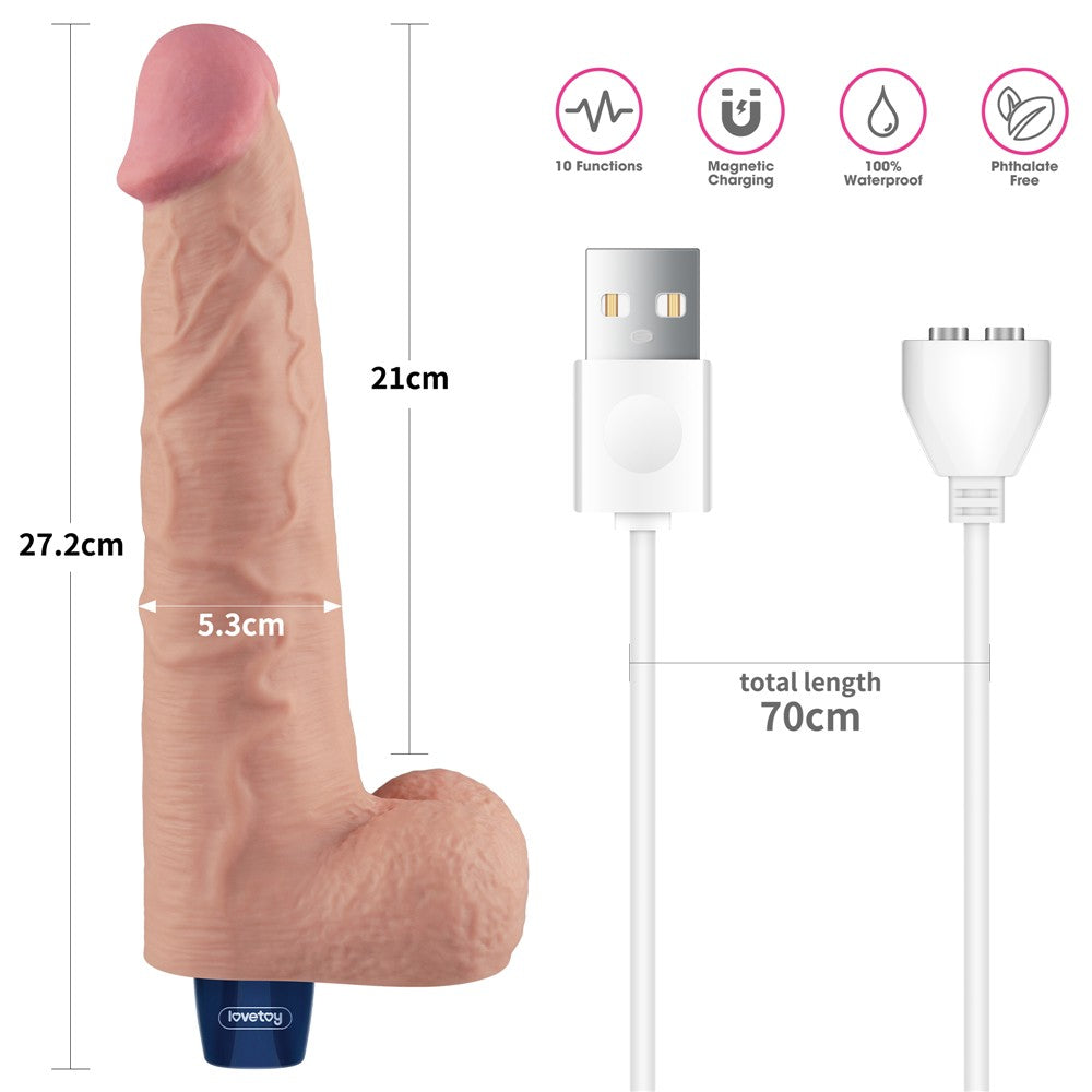 10.5" Rechargeable REAL SOFTEE Vibrating Dildo (Flesh Color)_B15O50_4