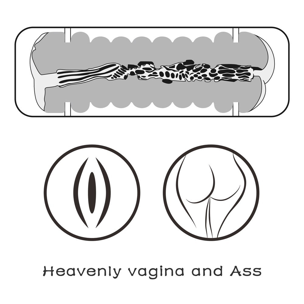 Vagina and butt with double side extensions for virgin leather