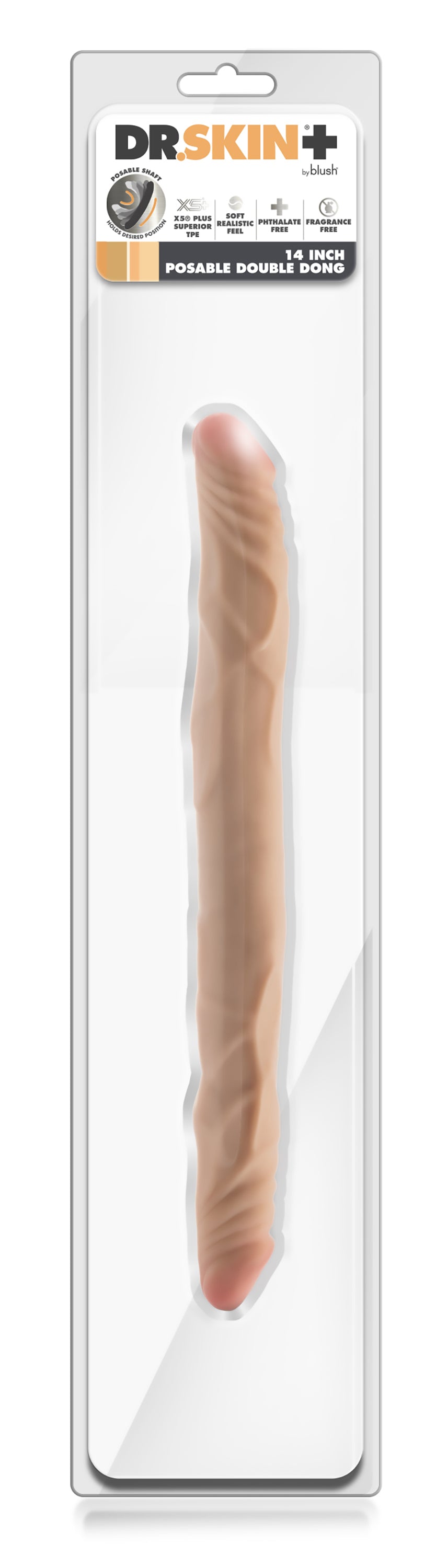 DR. SKIN PLUS 14" DOPPIO DILDO POSIZIONABILE BEIGE
