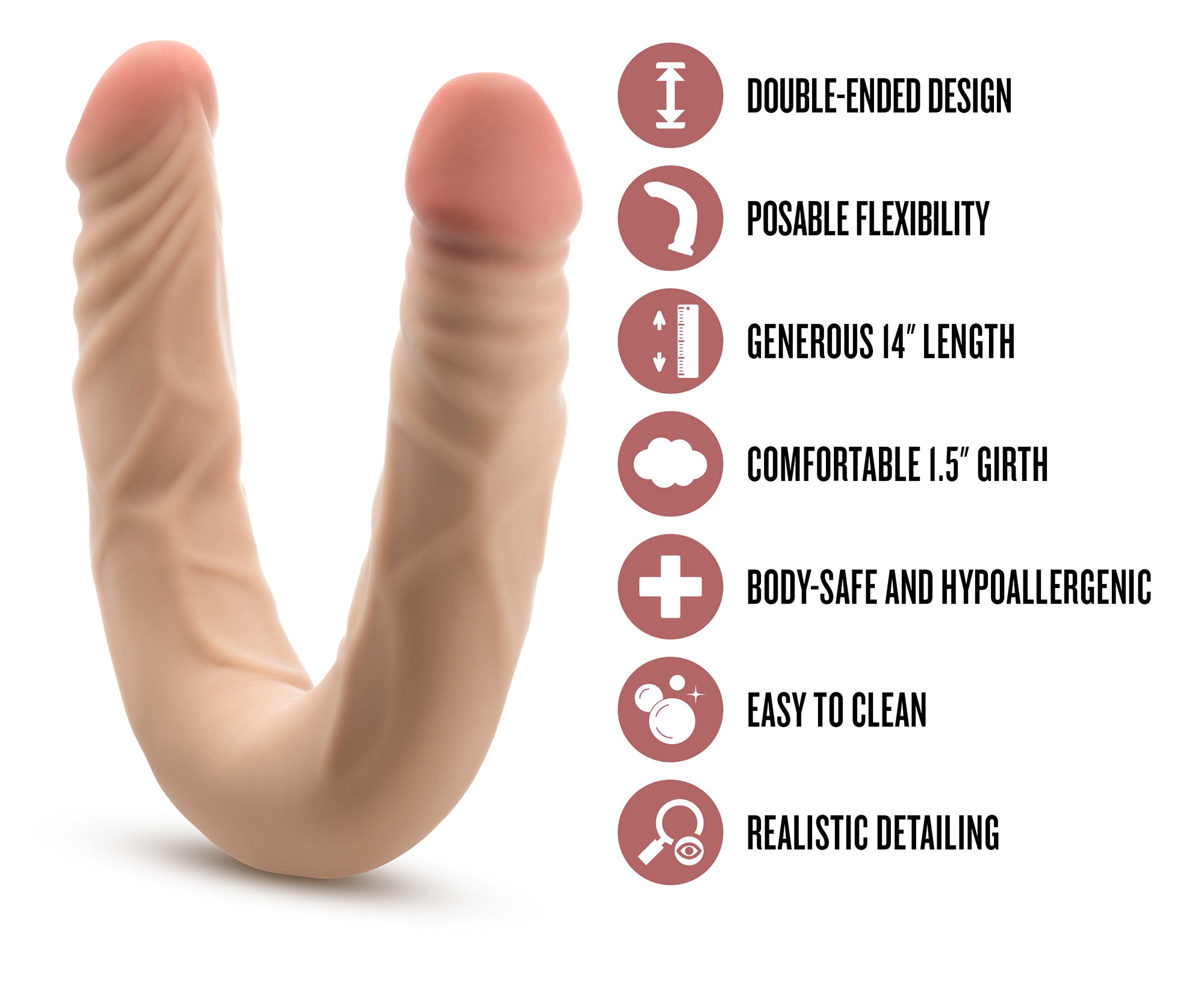 DR. SKIN PLUS 14" DOPPIO DILDO POSIZIONABILE BEIGE