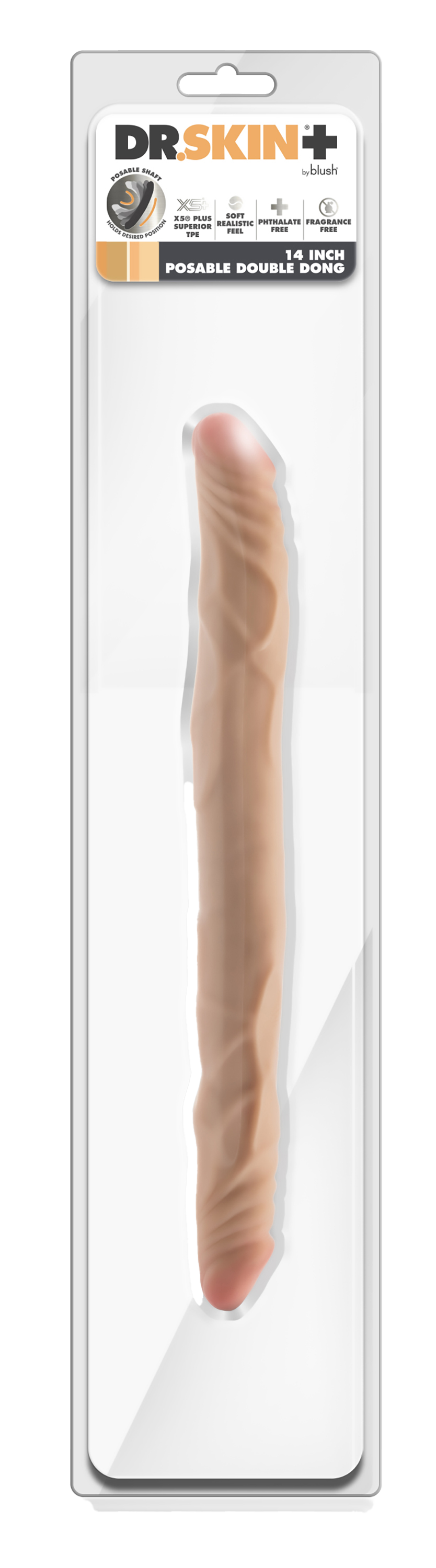 DR. SKIN PLUS 14" DOPPIO DILDO POSIZIONABILE BEIGE