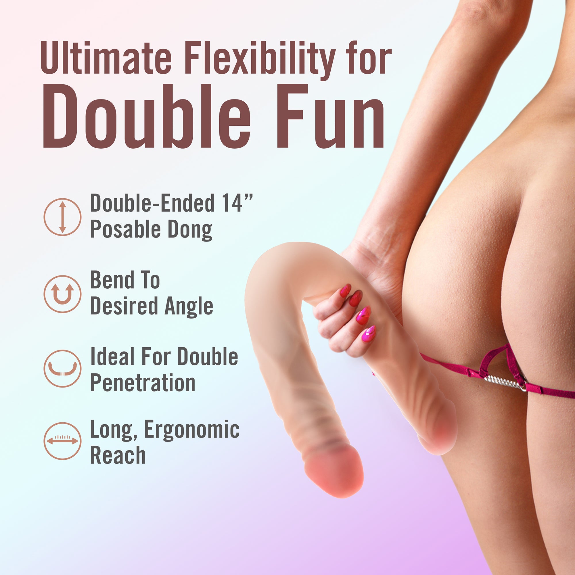 DR. SKIN PLUS 14" DOPPIO DILDO POSIZIONABILE BEIGE