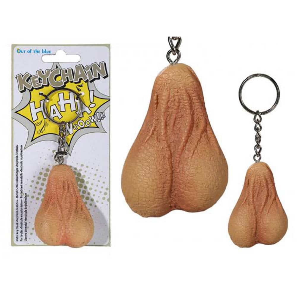 Portachiavi in metallo a forma di testicolo