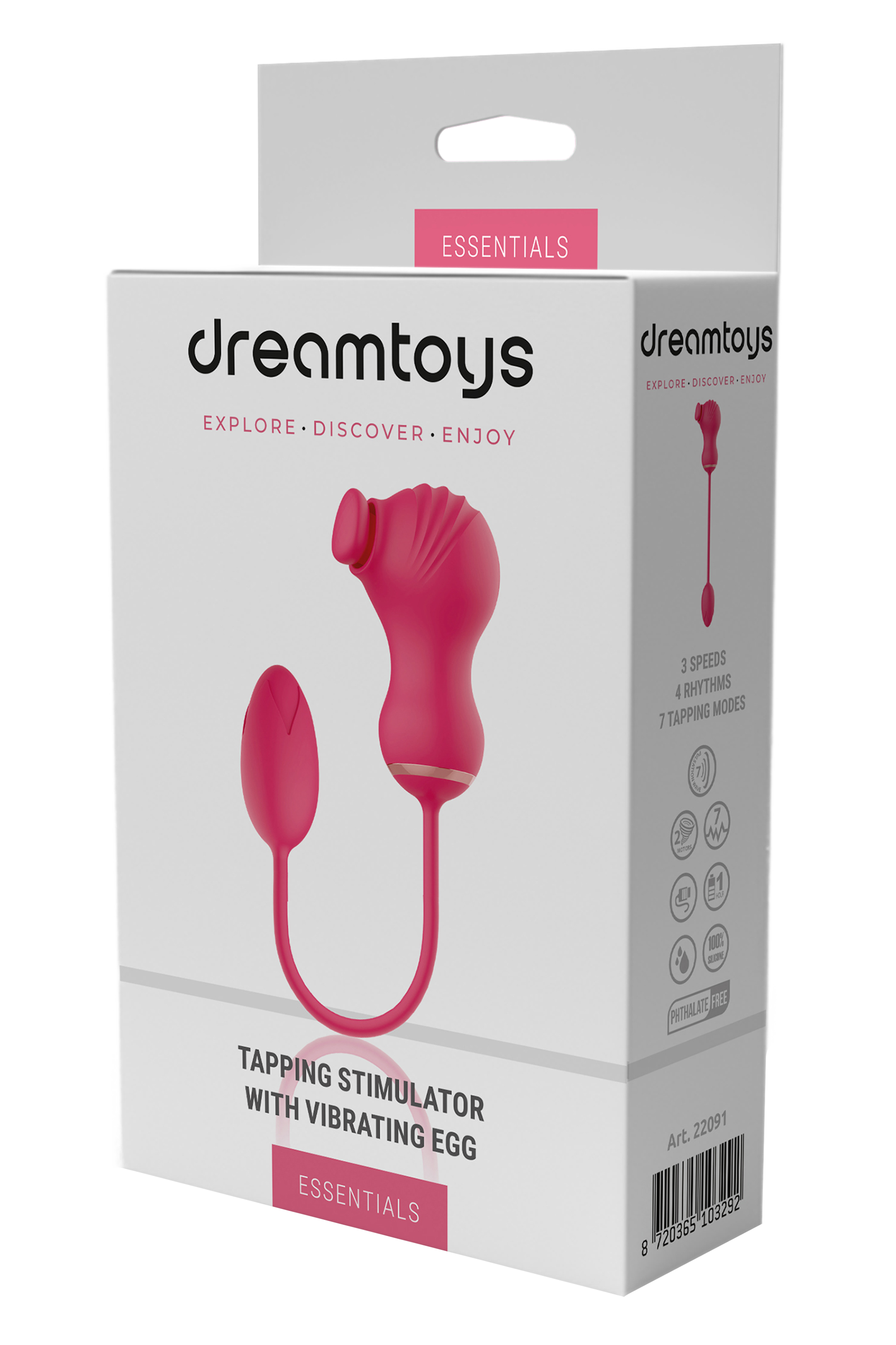 ESSENTIALS DOUBLE-ENDED FLEXIBLE STIMULATOR AND PINK VIBRATING EGG