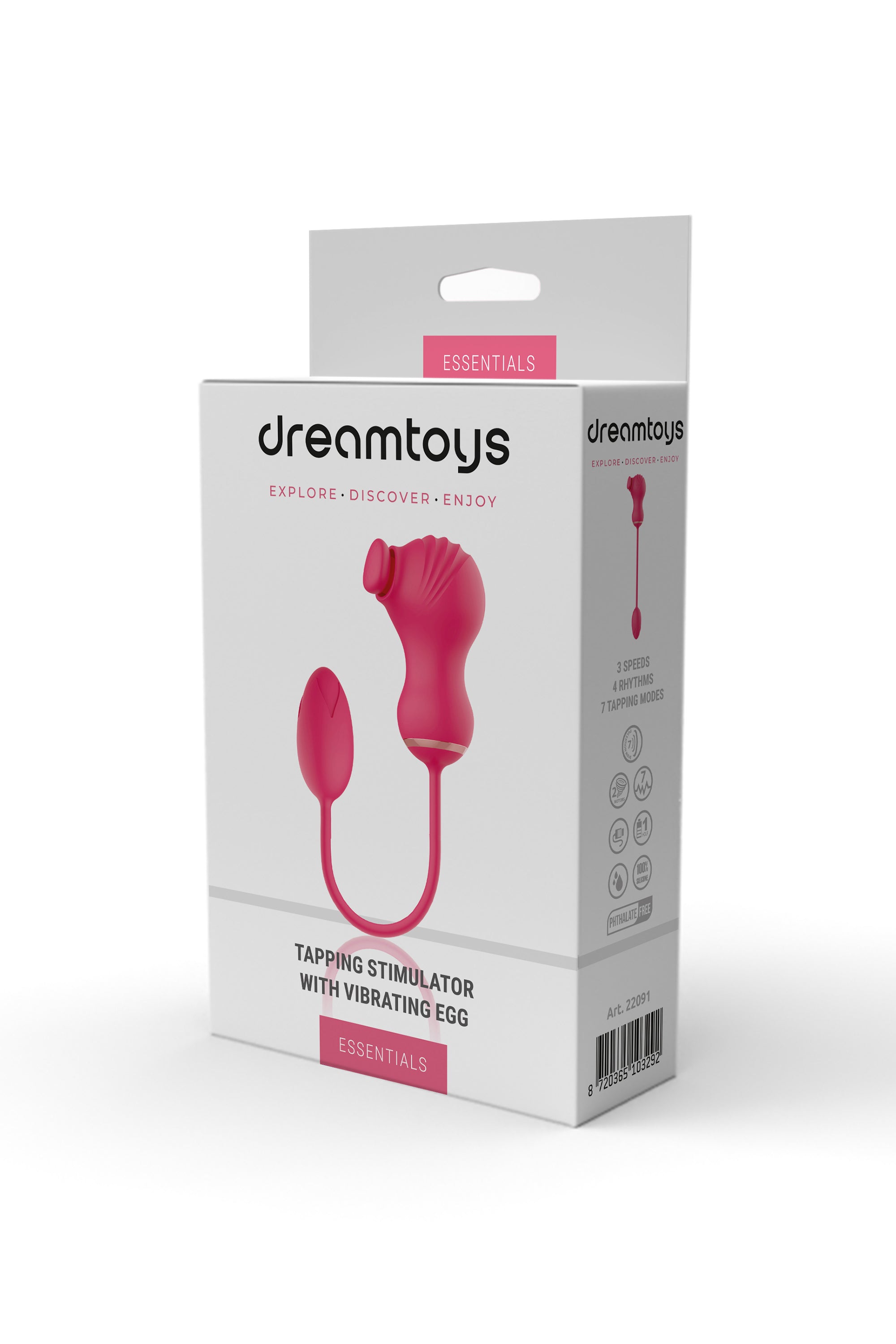 ESSENTIALS DOUBLE-ENDED FLEXIBLE STIMULATOR AND PINK VIBRATING EGG
