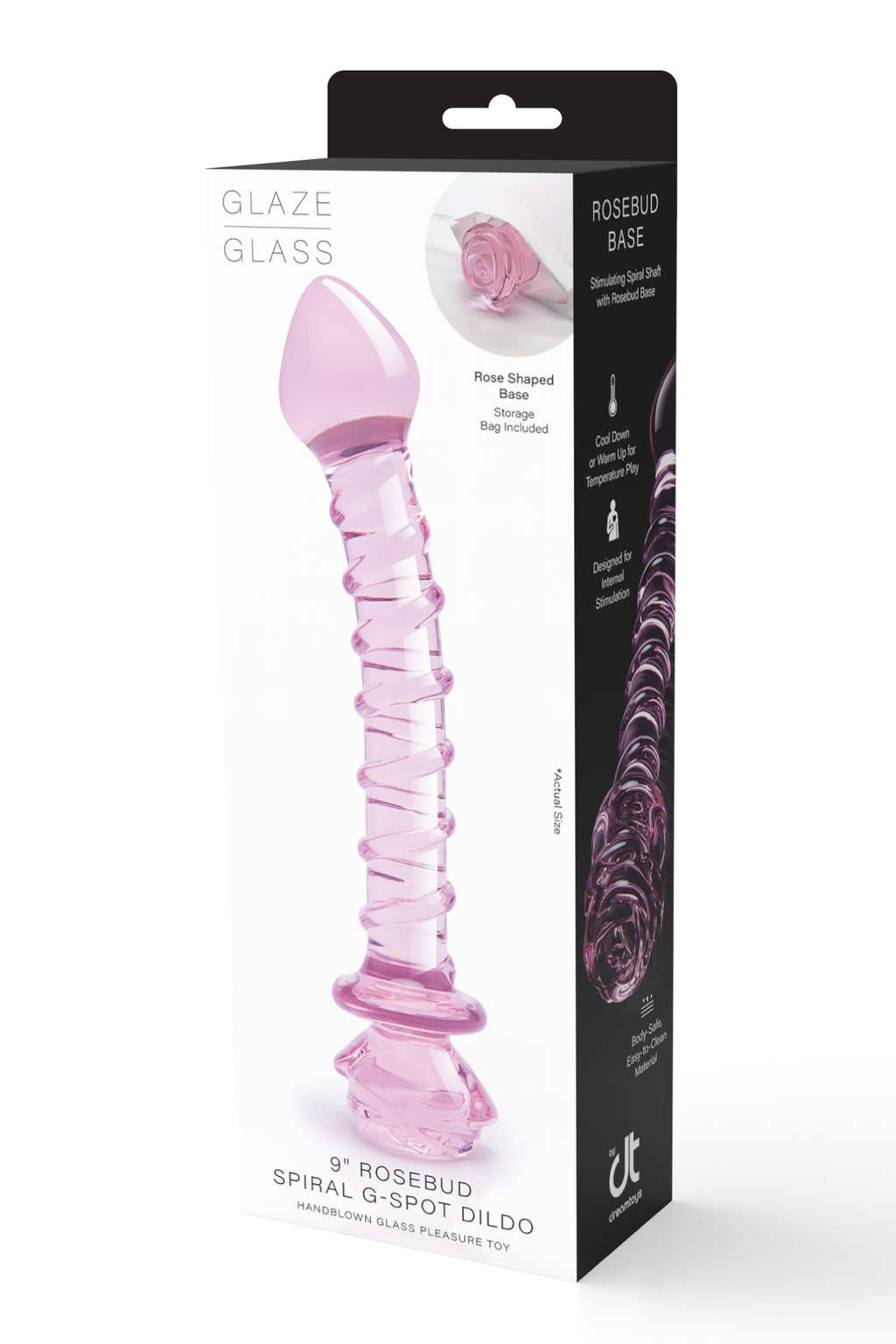 Spiral DILDO with enamelled glass ROSE for the G-spot