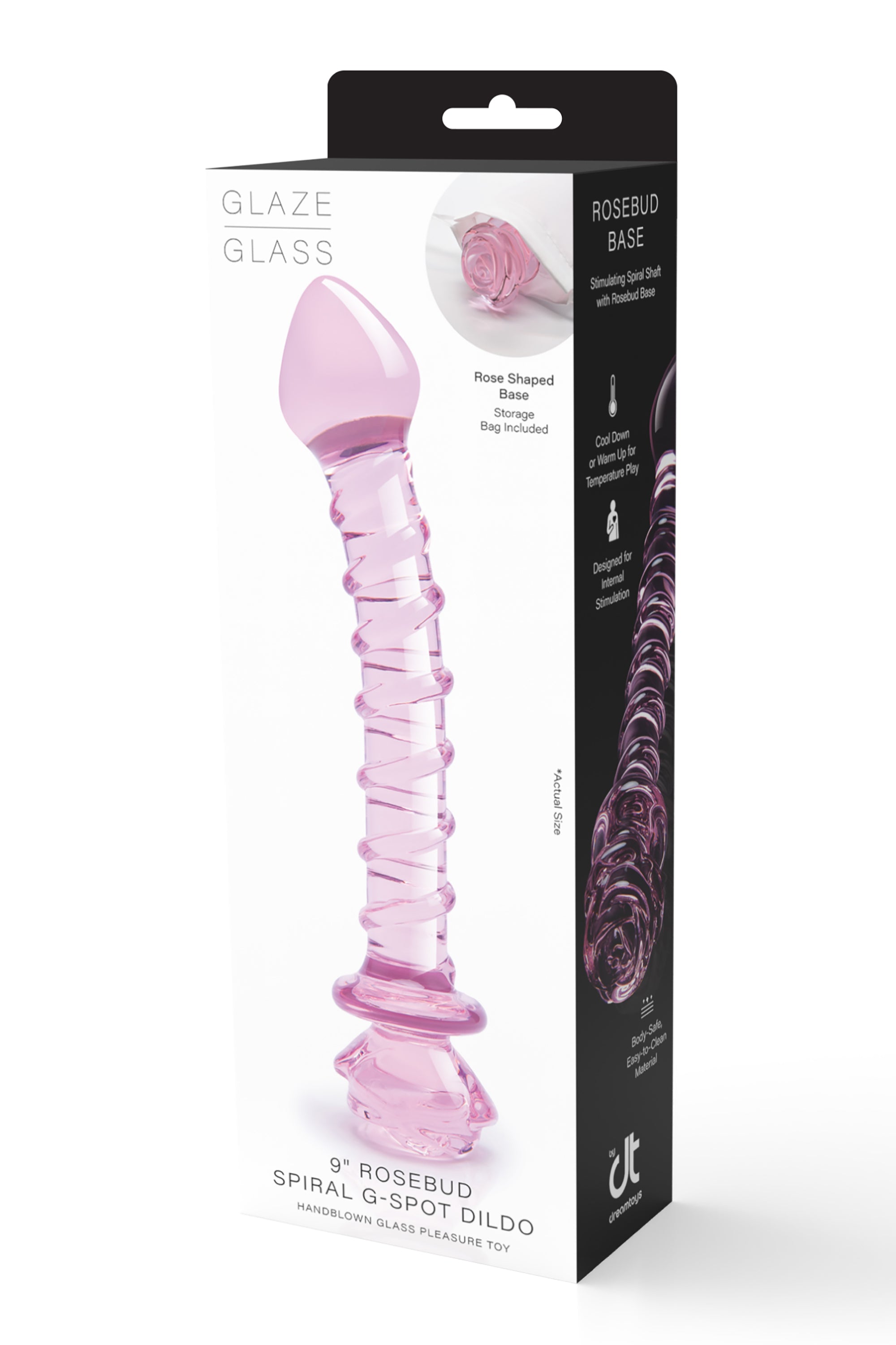 Spiral DILDO with enamelled glass ROSE for the G-spot