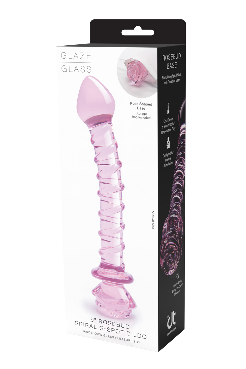 Spiral DILDO with enamelled glass ROSE for the G-spot