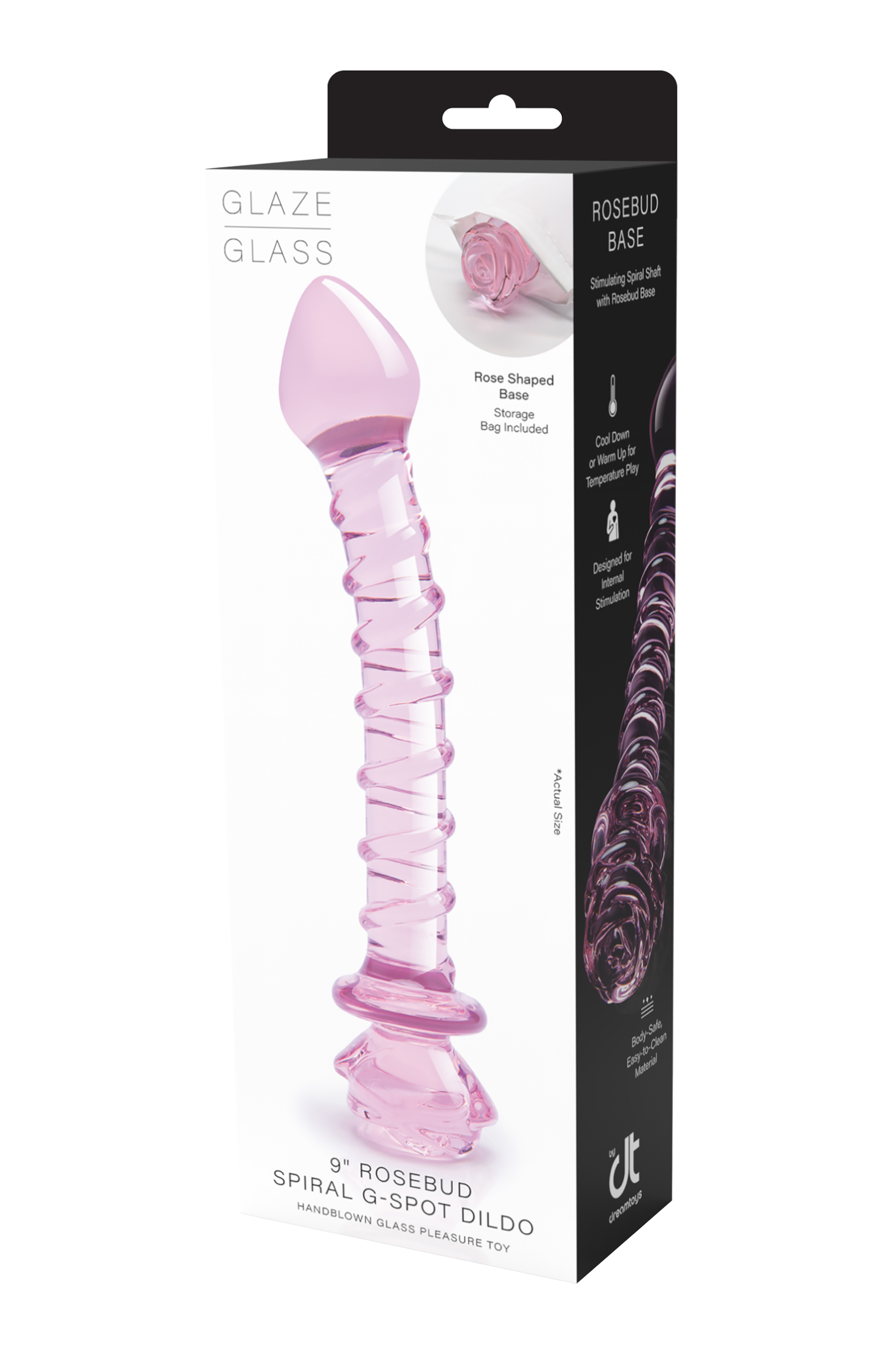 Spiral DILDO with enamelled glass ROSE for the G-spot
