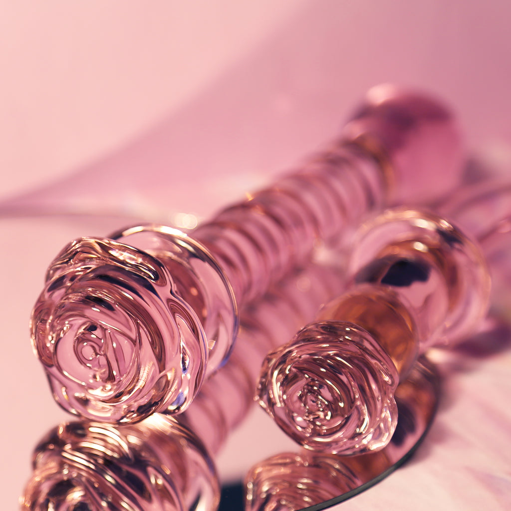 Spiral DILDO with enamelled glass ROSE for the G-spot