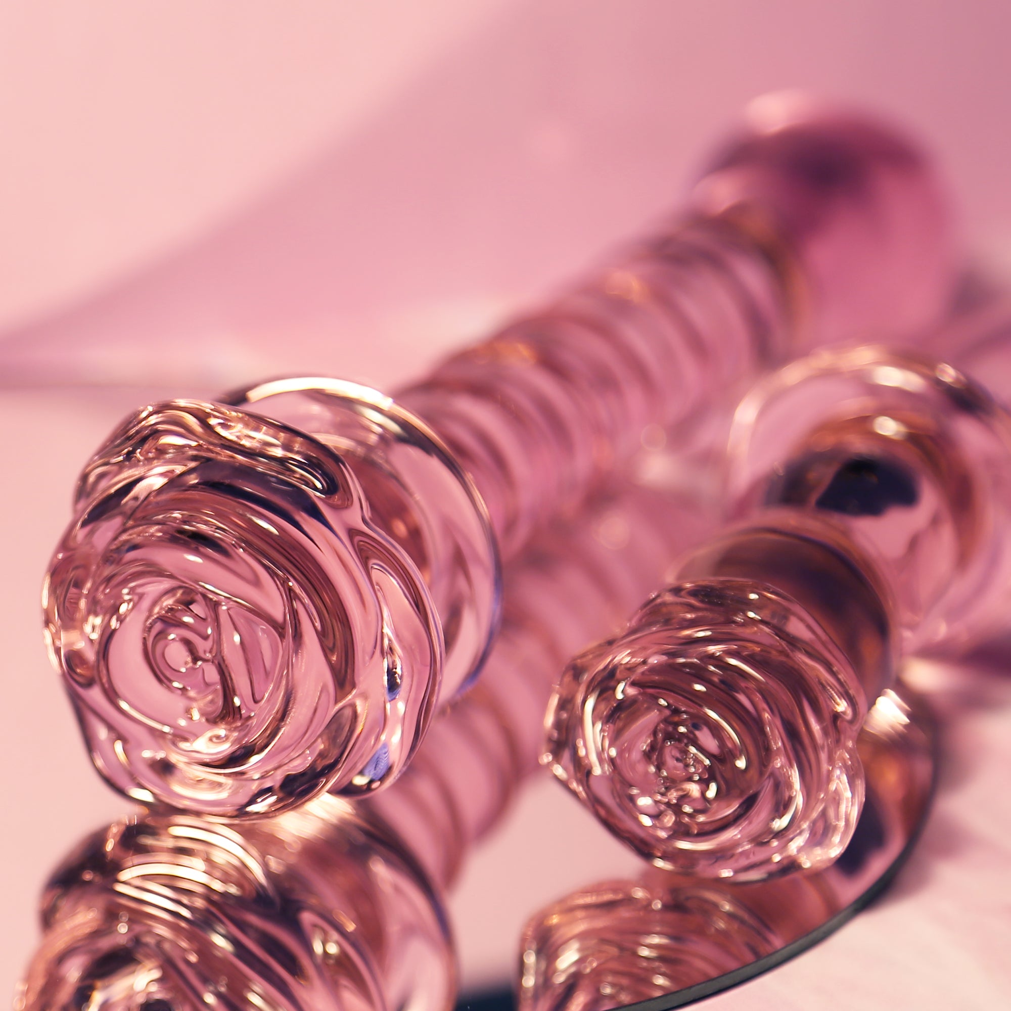 Spiral DILDO with enamelled glass ROSE for the G-spot