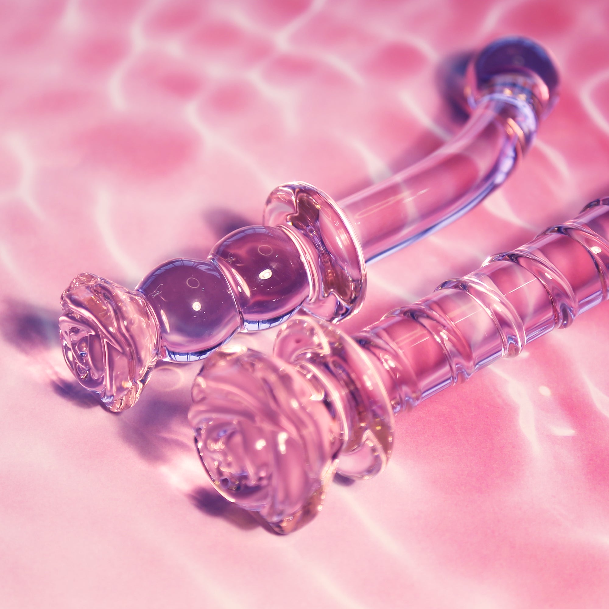Spiral DILDO with enamelled glass ROSE for the G-spot