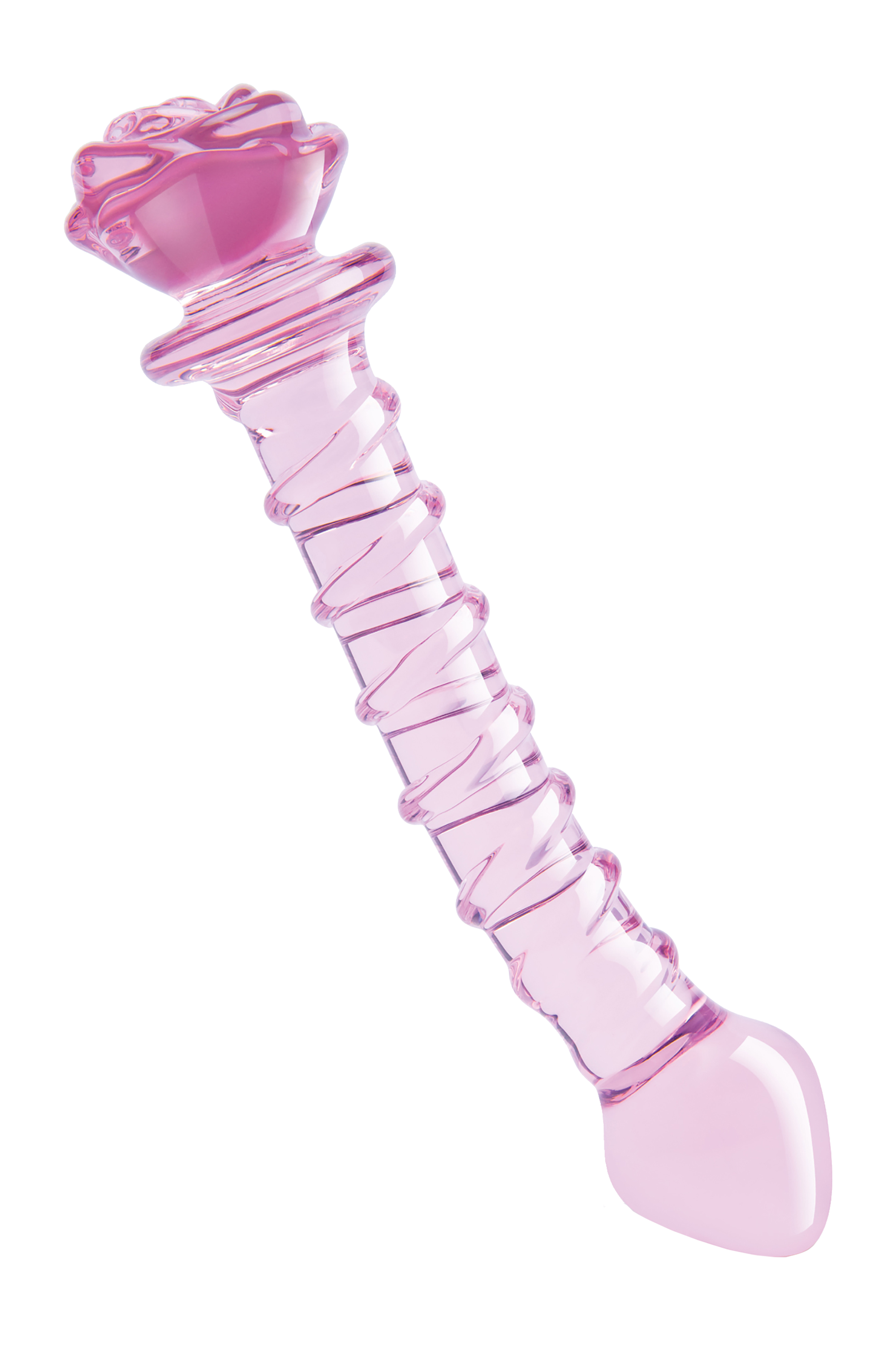 Spiral DILDO with enamelled glass ROSE for the G-spot