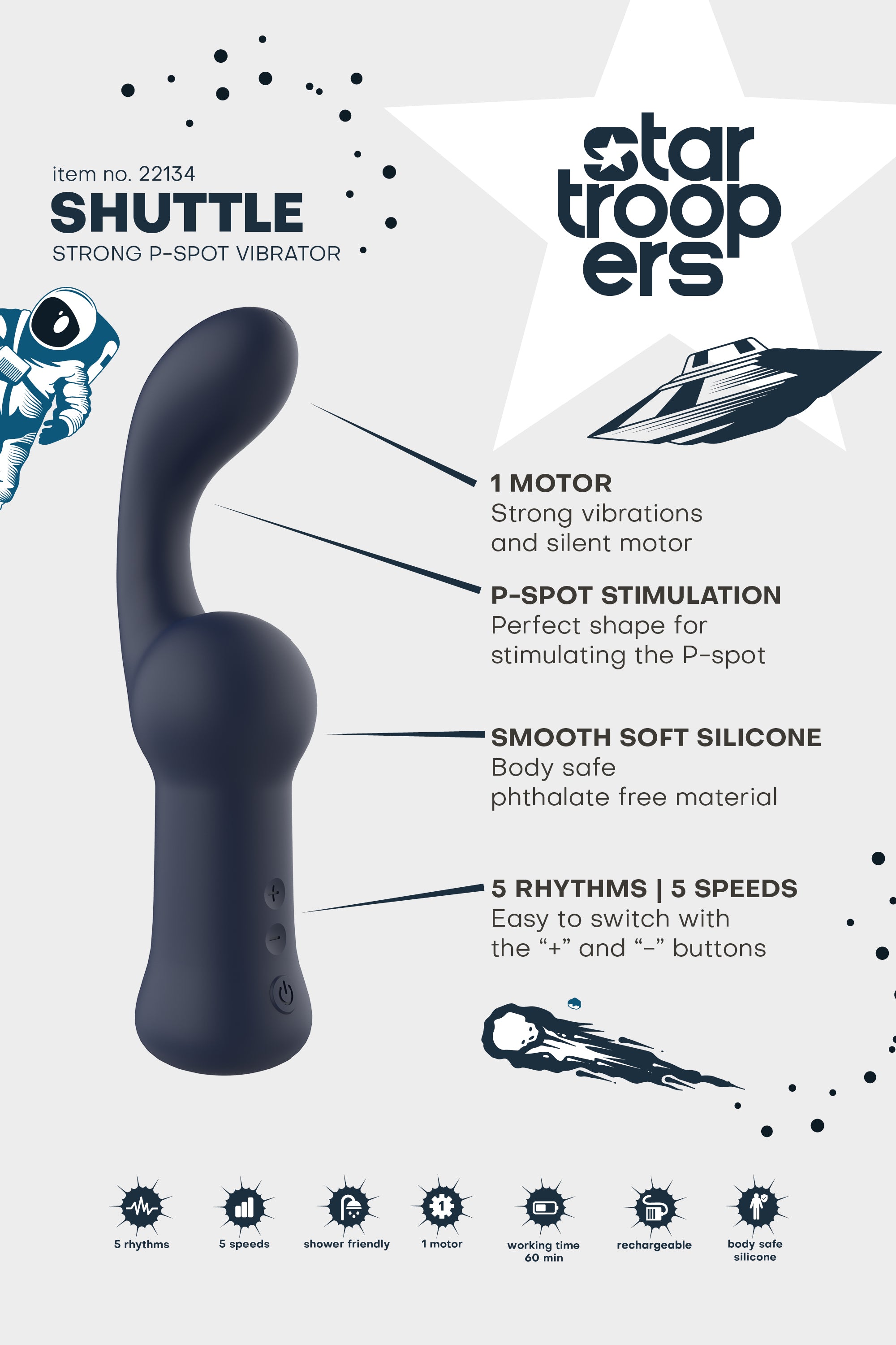 VIBRATORE STARTROOPERS SHUTTLE STRONG PUNTO P
